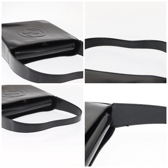 GUCCI Shoulder Bag Enamel Black